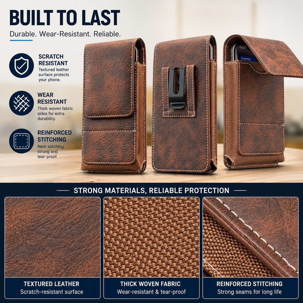 ⚡Big Discount | Waist Belt Cell Phone Pouch 📱 Multi-Pocket Leather Holster with Card Holder